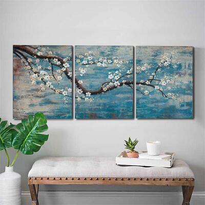 Modern Abstract Floral Landscape Hand Painted Oil Painting on Canvas - Customized Size Wall Art