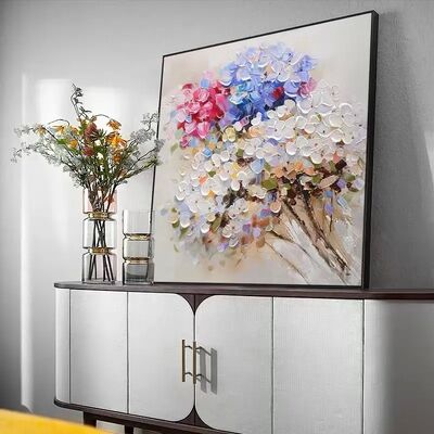 Hand Painted 3D Relief Abstract Landscape Oil Painting on Canvas Wall Art with Customized Size