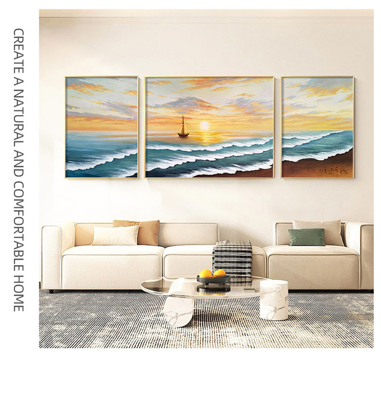 Modern Seascape Landscape Hand Painted Art Oil Paintings Canvas for Colorful Textured Home Decor 6 Color Print Method