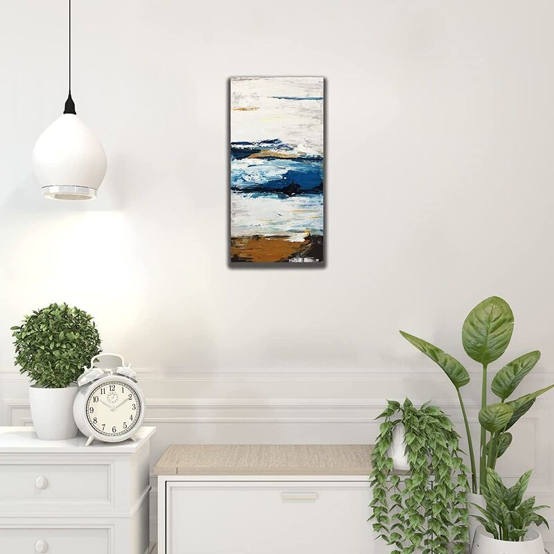 Modern Abstract Landscape Hand Painted Oil Painting with Hand Applied Gold Leaf on Canvas Wall Art Customized Size